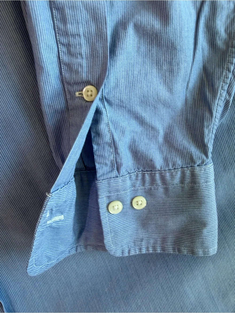 Vintage Polo by Ralph Lauren Men's Andrew 100% Cotton Shirt - Light Blue Stripe